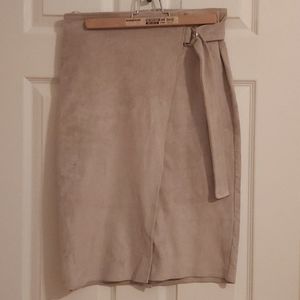 Faux Suede wrap skirt with belt